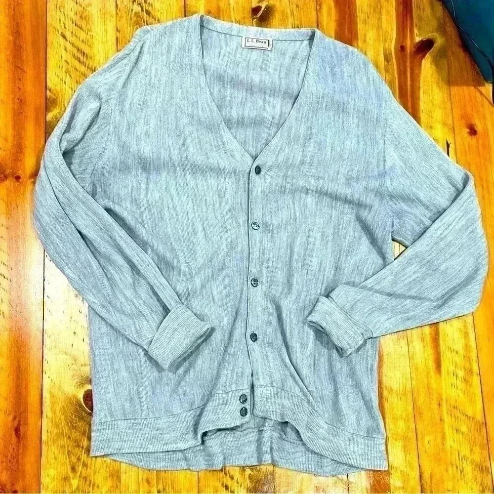 L.L BEAN VINTAGE 80’s Grandpa Cardigan amazing vintage cond. Grey button …